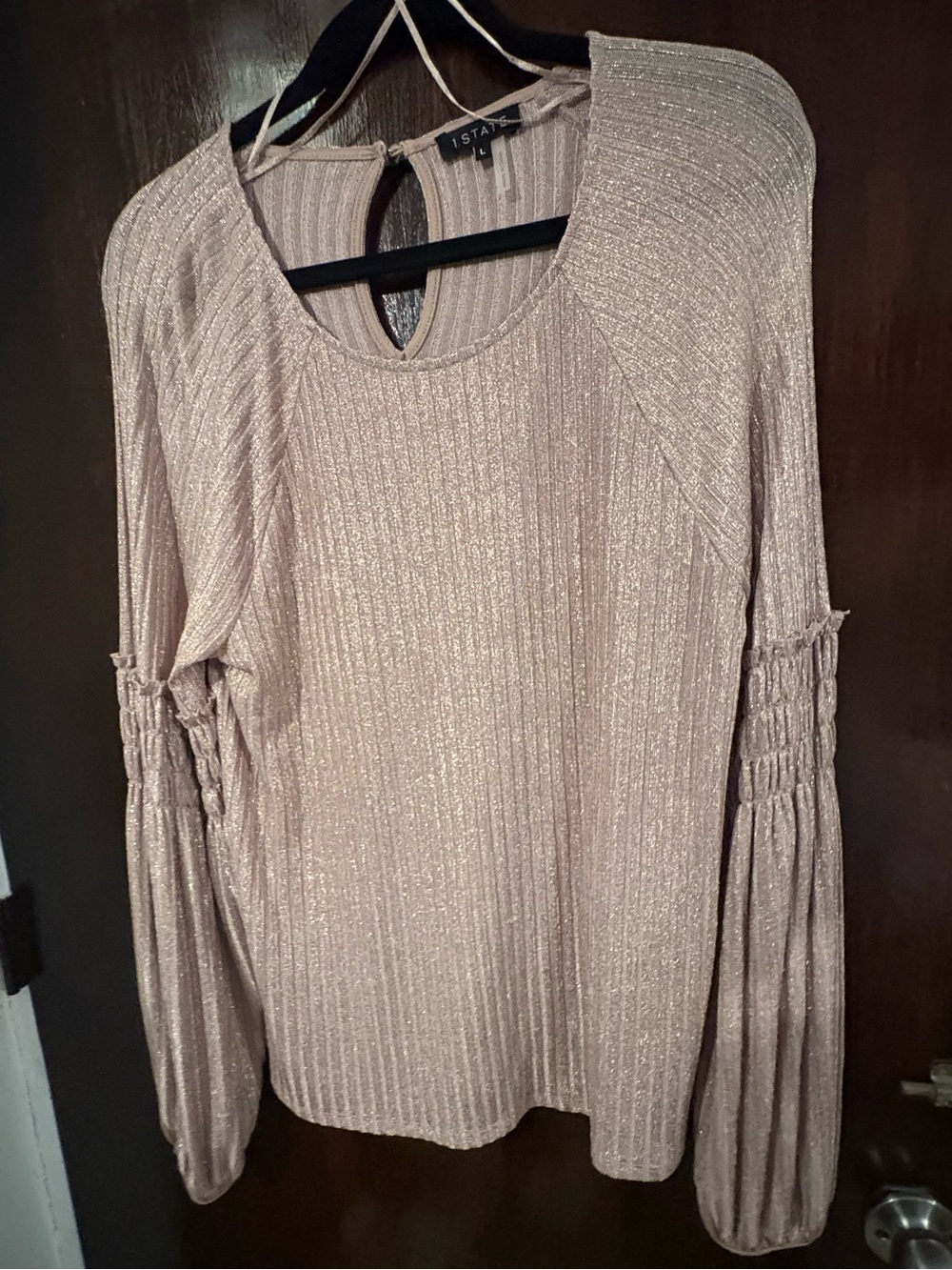 Bundle 3 for $15. 1. State Shimmery Beige-Peach Long-Sleeve Top. Size Large.